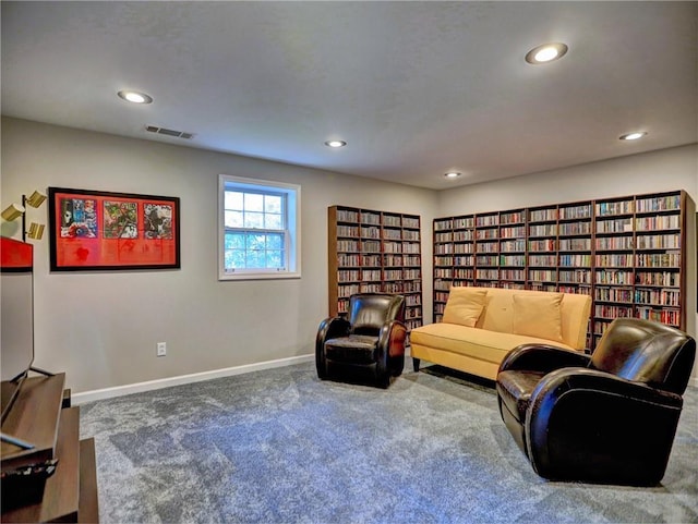 1257 Independence Way, Marietta, GA 30062 - sitting room featuring carpet flooring, recessed lighting, baseboards, and bookshelves