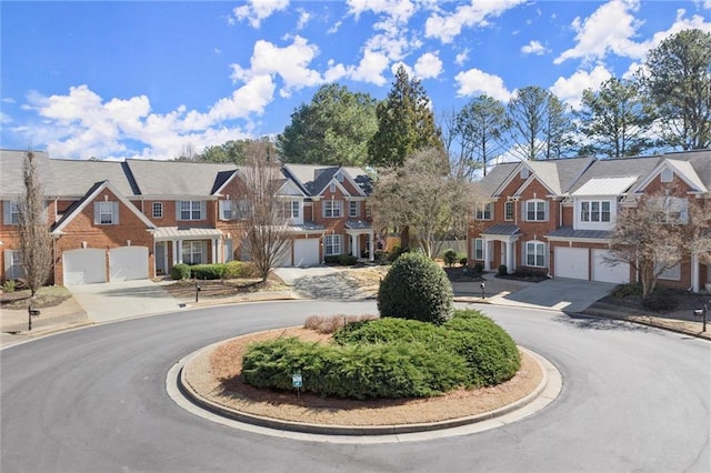 view of street with a residential view and curbs