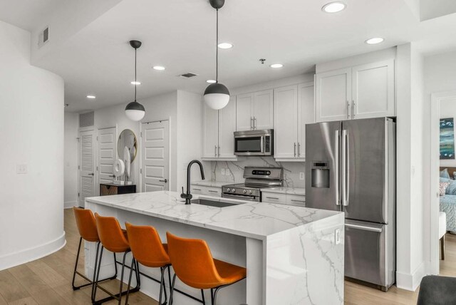 1080 Peachtree St NE Unit 1909, Atlanta, GA 30309 - kitchen with a sink, tasteful backsplash, visible vents, and stainless steel appliances