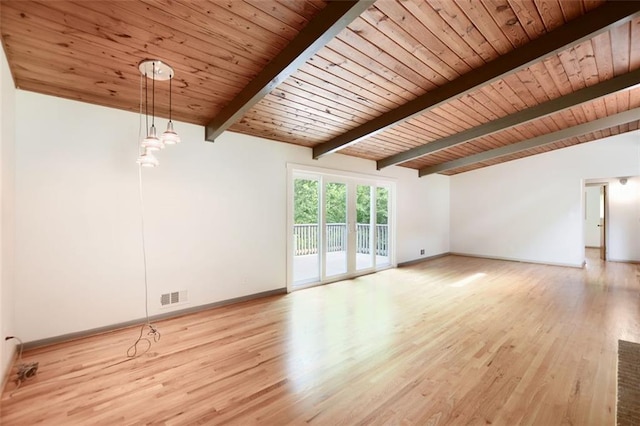 3861 Foxford Dr, Atlanta, GA 30340 - unfurnished living room featuring baseboards, wooden ceiling, and wood finished floors