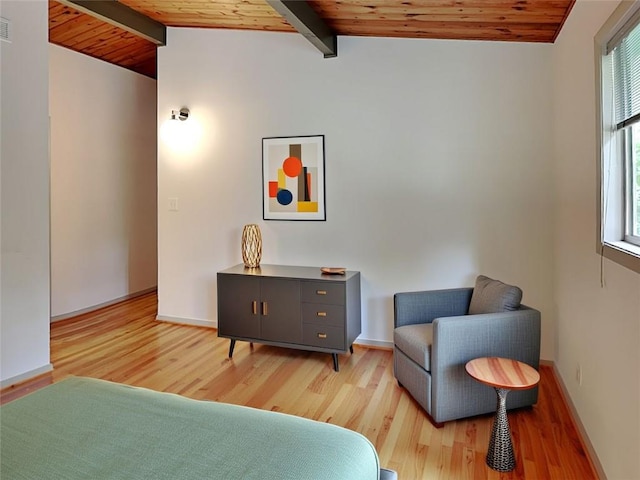 3861 Foxford Dr, Atlanta, GA 30340 - living area featuring wood ceiling, light wood-style flooring, and baseboards