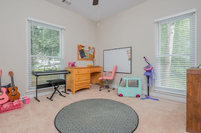 2045 Bethany Spring Trce, Cumming, GA 30041 - carpeted home office with plenty of natural light and ceiling fan