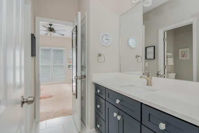 2045 Bethany Spring Trce, Cumming, GA 30041 - bathroom with ceiling fan, vanity, and tile patterned flooring