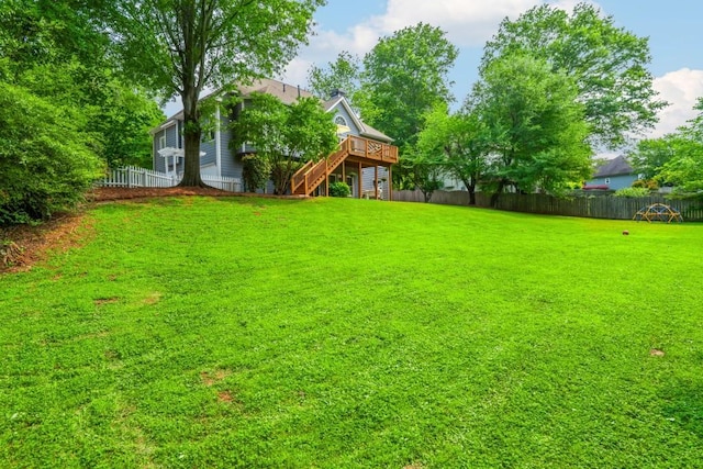 2045 Bethany Spring Trce, Cumming, GA 30041 - view of yard featuring stairway and a wooden deck