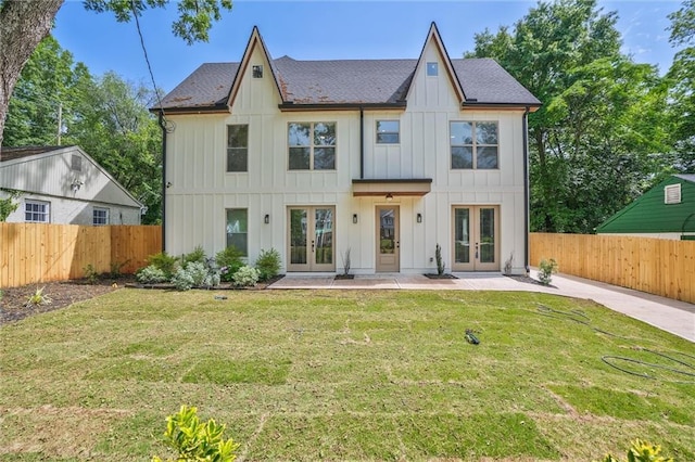2809 Glenwood Ave SE, Atlanta, GA 30317 - view of front of property featuring french doors, board and batten siding, a patio, and roof with shingles