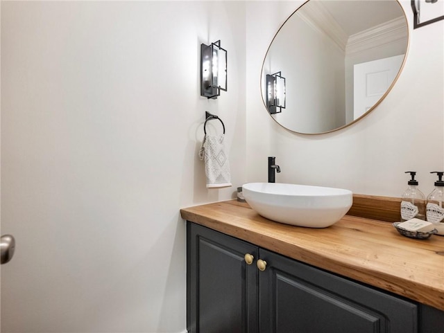 350 Fountain Oaks Ln, Atlanta, GA 30342 - bathroom featuring vanity and ornamental molding