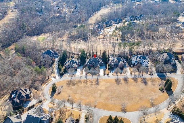 bird's eye view featuring a view of trees