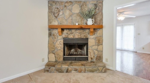 798 Tommy Lee Cook Rd, Palmetto, GA 30268 - detailed view of ceiling fan and a stone fireplace