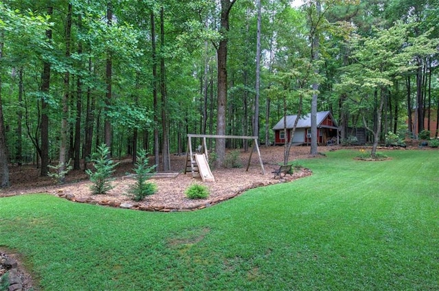 view of yard with a playground