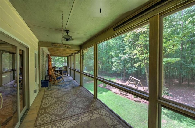 view of unfurnished sunroom