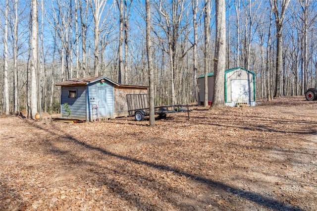 view of yard with a storage unit