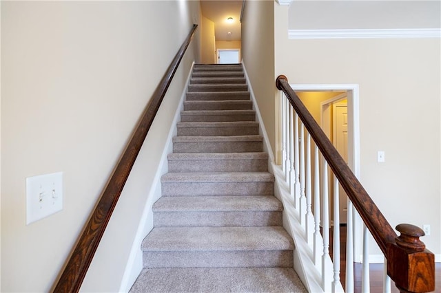 4400 Village Field Pl, Suwanee, GA 30024 - stairway with crown molding