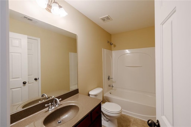 4400 Village Field Pl, Suwanee, GA 30024 - bathroom featuring vanity, toilet, bathing tub / shower combination, and tile patterned flooring