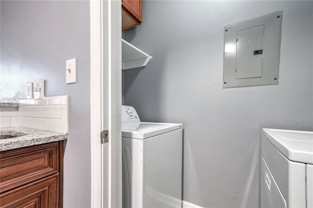 laundry area with washer / clothes dryer and electric panel