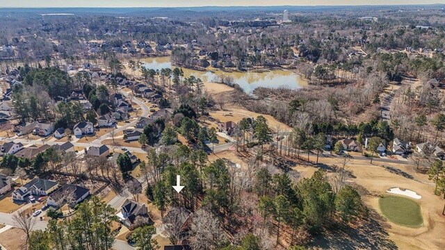 aerial view with a water view and a residential view