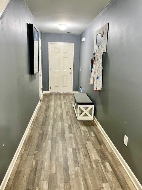 doorway featuring wood-type flooring