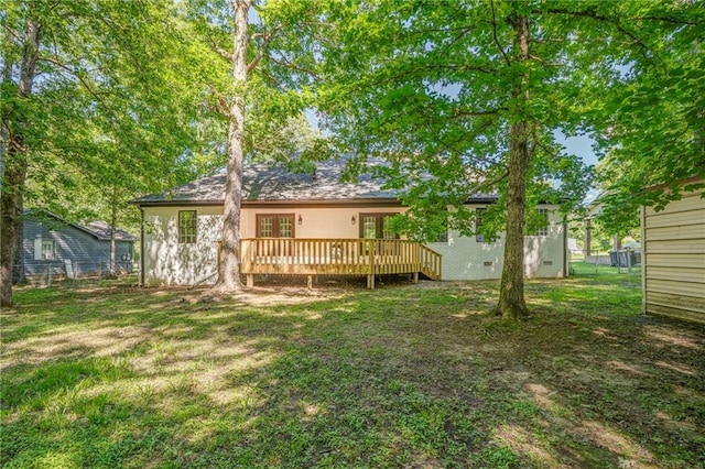14 Brook Valley Ct SW, Rome, GA 30165 - back of property featuring a deck, french doors, and a yard