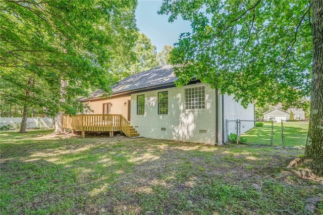 14 Brook Valley Ct SW, Rome, GA 30165 - rear view of property with a gate, a wooden deck, brick siding, and crawl space