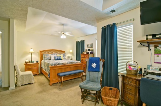 809 Longbranch Ln, Douglasville, GA 30134 - bedroom featuring light colored carpet, a textured ceiling, and ceiling fan