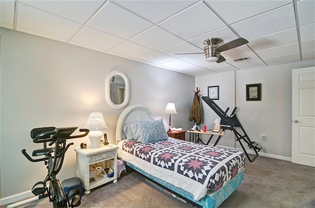809 Longbranch Ln, Douglasville, GA 30134 - bedroom with carpet, a paneled ceiling, a ceiling fan, and baseboards