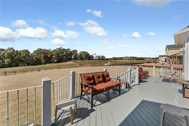 deck featuring a rural view