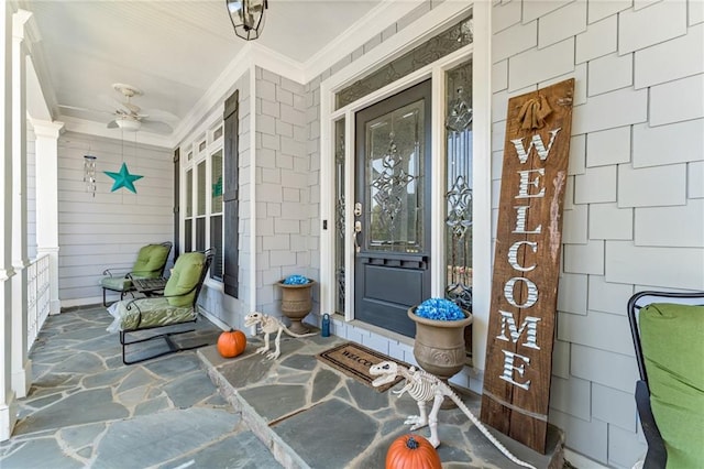 doorway to property featuring a porch