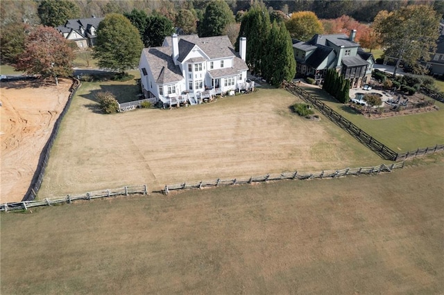 aerial view with a rural view