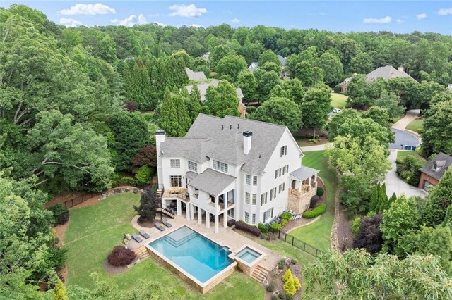 15910 Meadow King Way, Milton, GA 30004 - view from above of property featuring a pool area and a heavily wooded area