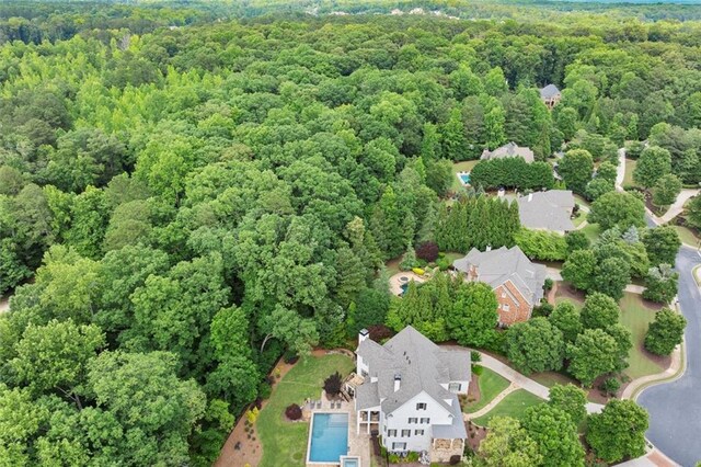 15910 Meadow King Way, Milton, GA 30004 - aerial view of a heavily wooded area and a pool area