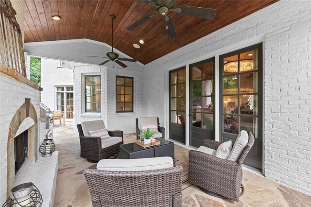 15910 Meadow King Way, Milton, GA 30004 - view of patio / terrace with a ceiling fan and an outdoor hangout area