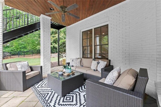 15910 Meadow King Way, Milton, GA 30004 - view of patio / terrace featuring outdoor lounge area and ceiling fan