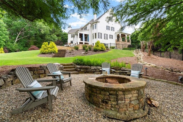 15910 Meadow King Way, Milton, GA 30004 - view of yard featuring a fire pit