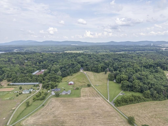 birds eye view of property with a rural view and a mountain view