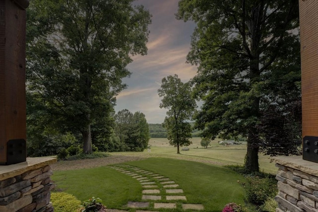 view of yard at dusk