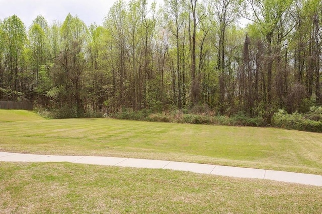 view of green lawn with a view of trees