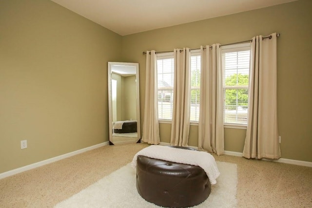 sitting room featuring baseboards and carpet floors
