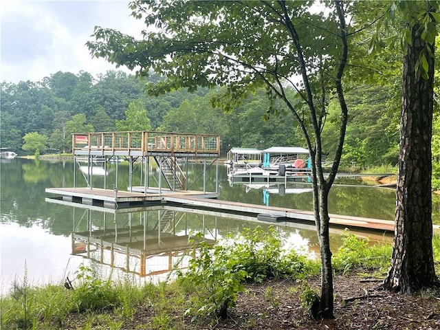 221 Dragonfly Cv, Toccoa, GA 30577 - dock featuring a water view and a forest view