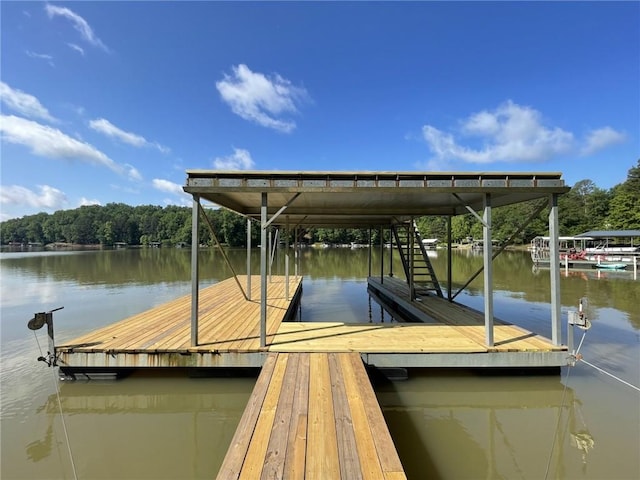 view of dock featuring a water view