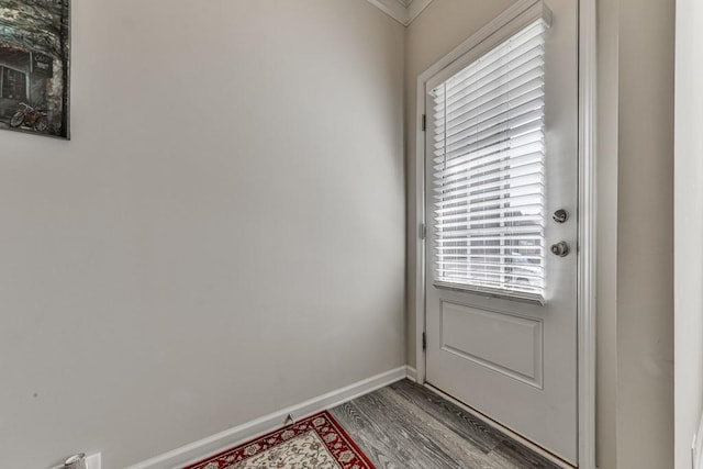 entryway with wood-type flooring