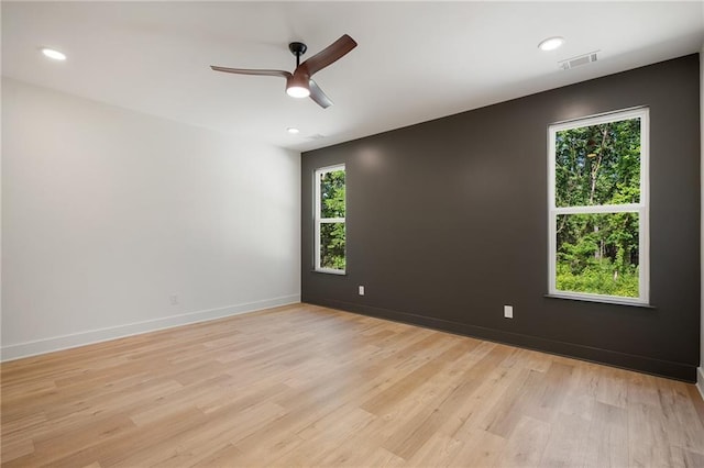554 Mcdaniel Station Rd SW, Calhoun, GA 30701 - unfurnished room with light wood-type flooring, ceiling fan, baseboards, and recessed lighting