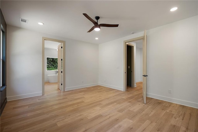 554 Mcdaniel Station Rd SW, Calhoun, GA 30701 - spare room with ceiling fan, light wood-style flooring, recessed lighting, and baseboards