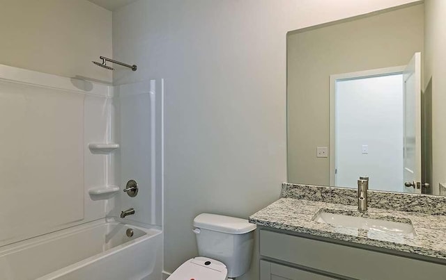 full bathroom featuring vanity, toilet, and tub / shower combination