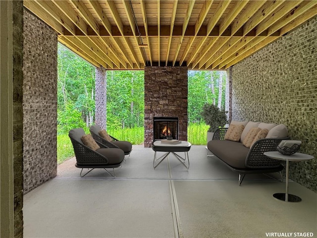 244 Coastline Rd, Fayetteville, GA 30214 - view of patio featuring an outdoor stone fireplace