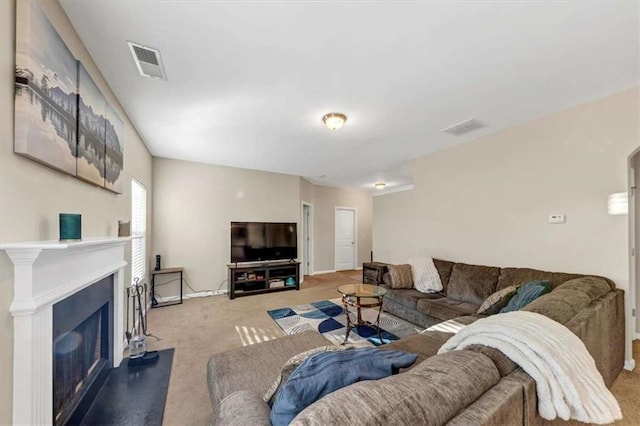 living room featuring carpet flooring