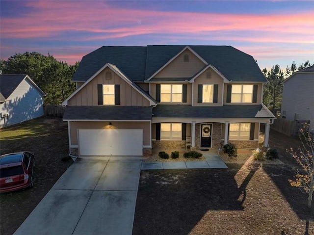 view of front of house with a garage