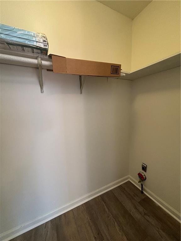 walk in closet featuring dark wood-type flooring