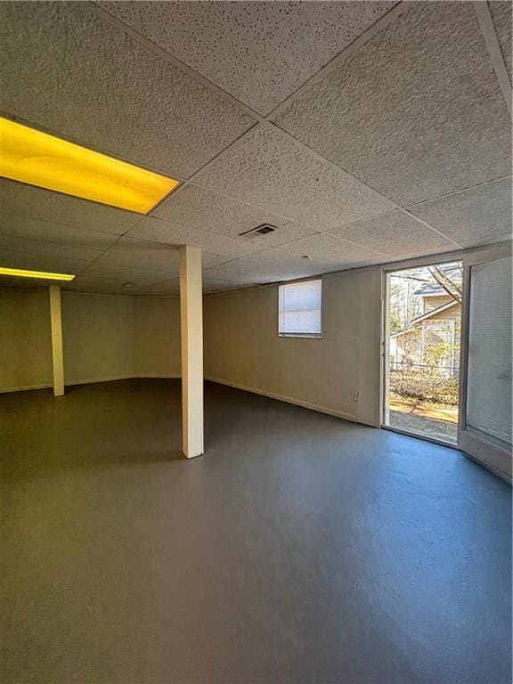 basement with a drop ceiling