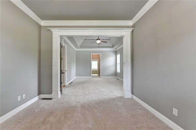 5195 Stefan Ridge Way, Buford, GA 30519 - unfurnished room featuring light colored carpet, crown molding, and ceiling fan