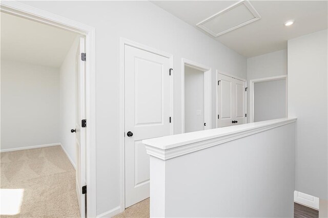 walk in closet with dark colored carpet