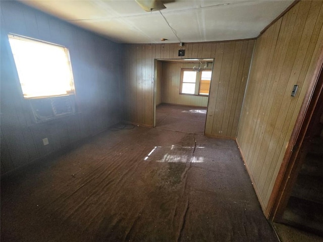 empty room with wooden walls